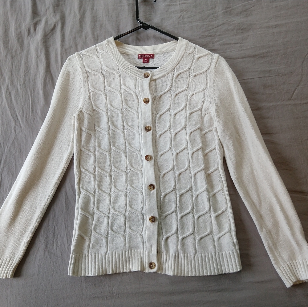 Cream Merona Cardigan M